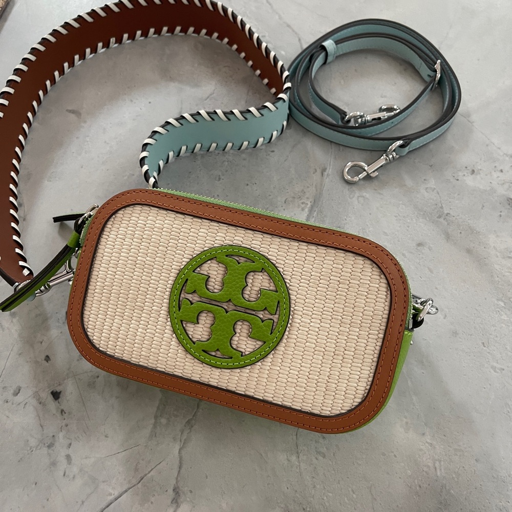 Tory Burch Miller Raffia Mini cross body